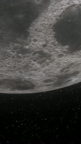 Stunning cinematic vertical footage of earthrise over moon surface in deep space orbit dynamic motion capture