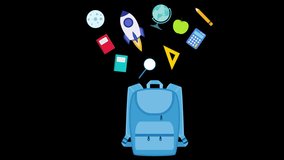 School Backpack with Flying Education Tools and Icons Flat Academic Supplies Illustration - Powered by Shutterstock - Get 15% off with code: PIKWIZARD15