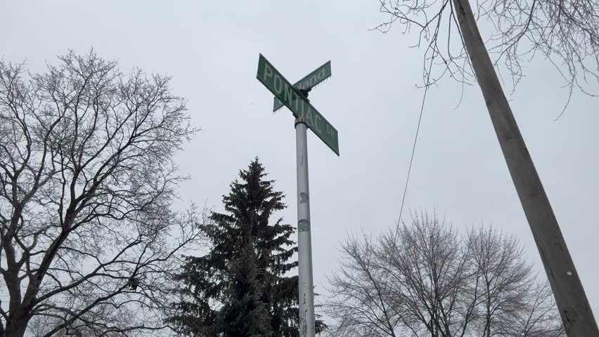 Suburban Street Sign on a Cold Winter Day