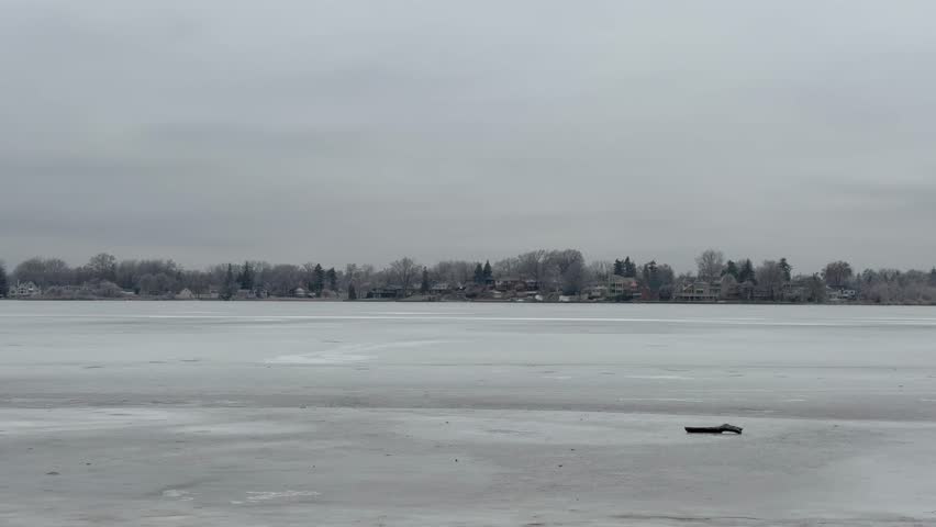 Frozen lake in Suburban Michigan