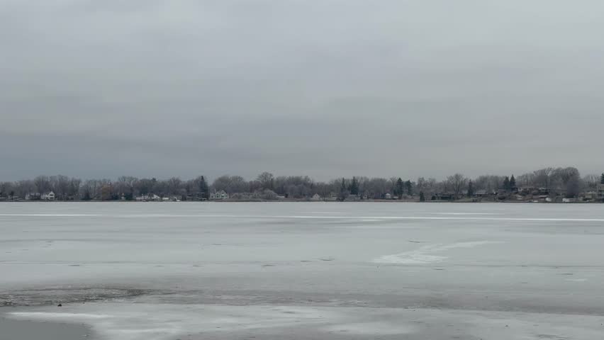 Frozen lake in Suburban Michigan