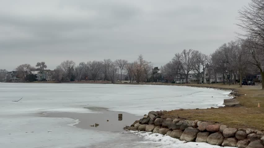Frozen lake in Suburban Michigan