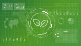 Environmental protection and green energy sustainability dashboard with leaf icon - Powered by Shutterstock - Get 15% off with code: PIKWIZARD15