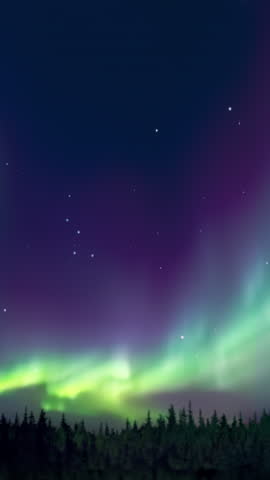 Bright northern lights curtains filling the sky, TIMELAPSE, SLOW PAN RIGHT TO LEFT.