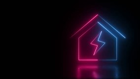 dynamic neon home energy house icon animation with electric bolt - smart home power and sustainable electricity concept loop - Powered by Shutterstock - Get 15% off with code: PIKWIZARD15