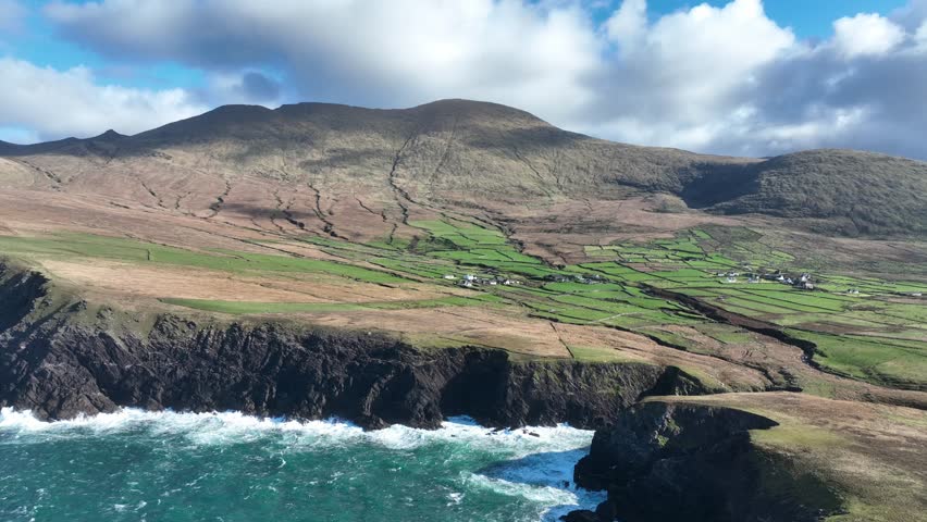 Wild Atlantic seas with Mount Brandon Wild Dingle Kerry stunning landscapes