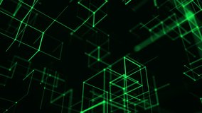 Green neon geometric blocks floating in a modern digital grid. - Powered by Shutterstock - Get 15% off with code: PIKWIZARD15