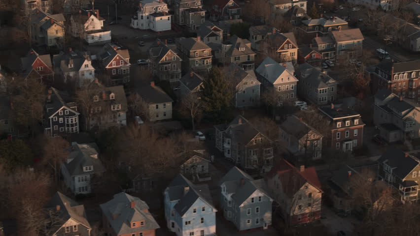 Aerial view of a Residential District in Providence, Rhode Island. Shot on an autumn morning.