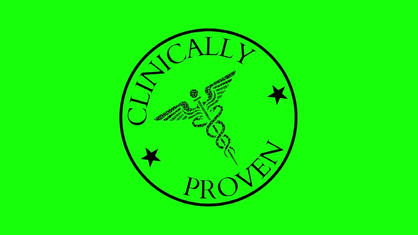 Circular green emblem with caduceus and CLINICALLY PROVEN text—ideal for medical, health, and pharmaceutical visuals.