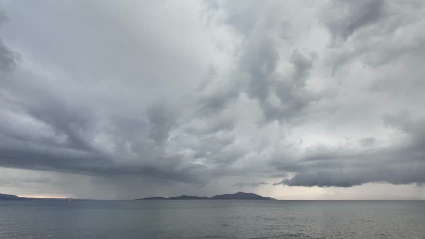 storm clouds over the sea. Turgutreis, Bodrum, Turkey