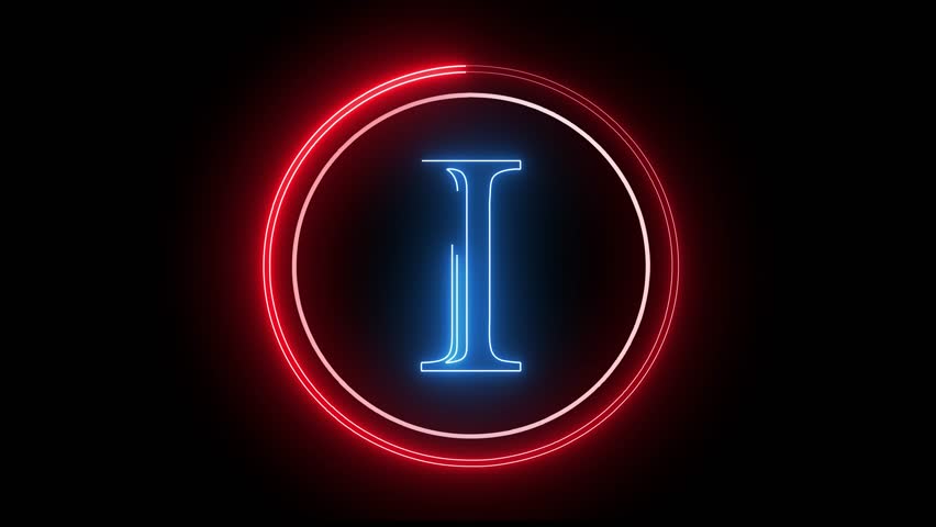I letter minimal single alphabet logo animation in round circle dark background