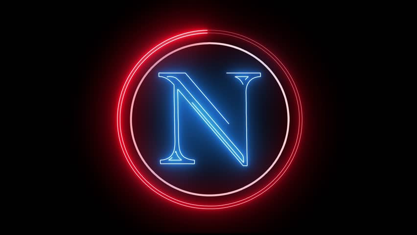 N letter minimal single alphabet logo animation in round circle dark background