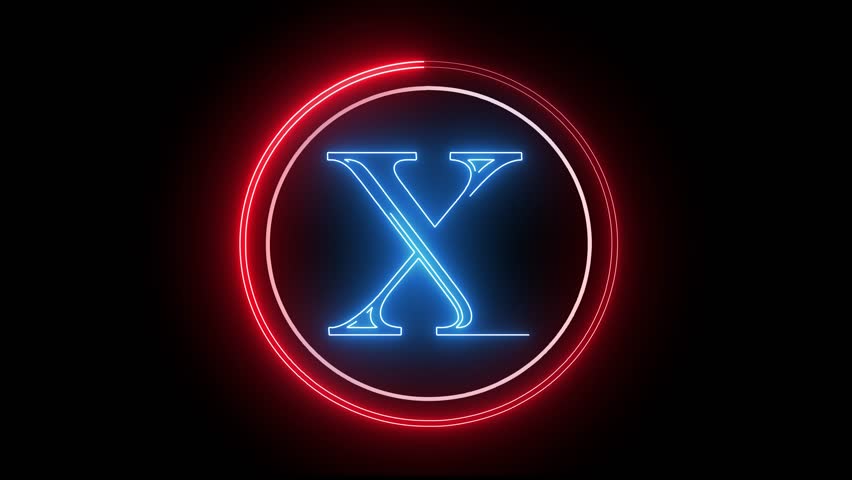 X letter minimal single alphabet logo animation in round circle dark background