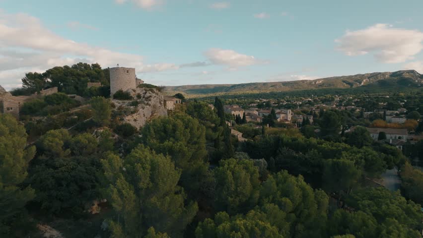 Drone shots of Olive trees in a small village in Provence 