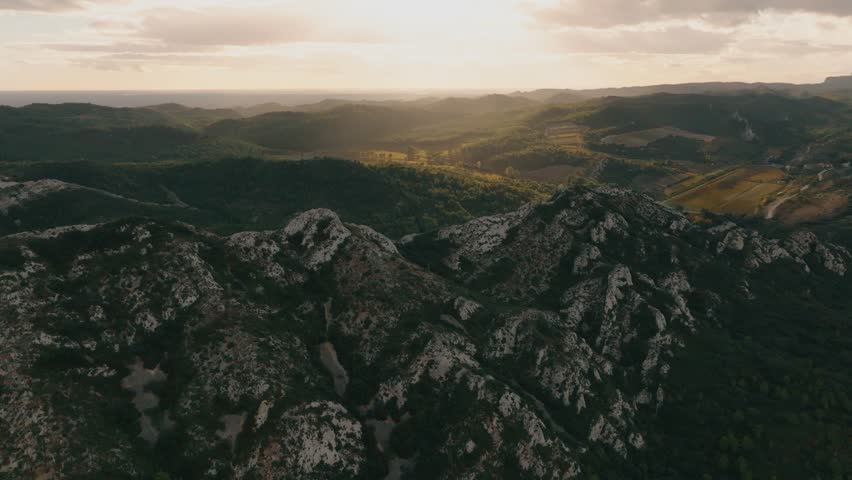 Drone shots of Olive trees in a small village in Provence 