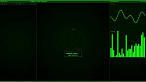 Sophisticated hacker dashboard showing a 3D rotating global network map with target nodes, falling matrix code, and system performance graphs, concluding with a "Root Access Granted" alert. - Powered by Shutterstock - Get 15% off with code: PIKWIZARD15