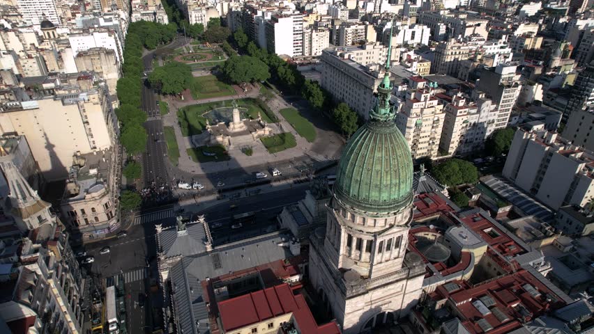 Aerial View Congressional Plaza and Congress Palace Buenos Aires
