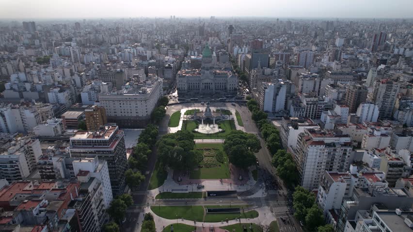 Aerial View Congressional Plaza and Congress Palace Buenos Aires