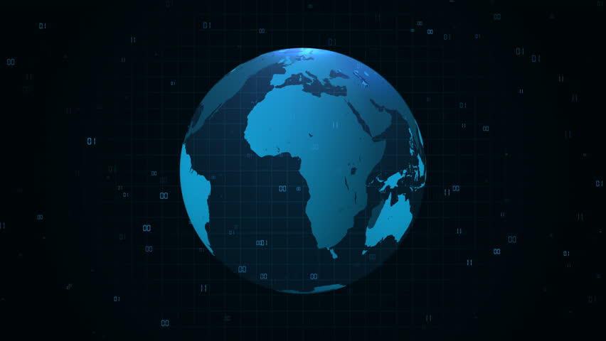 Worl map with digital numbers video animated background