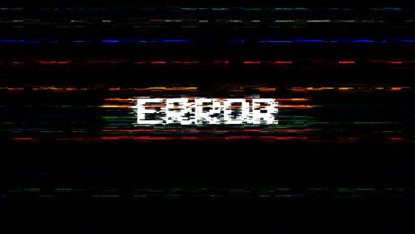 Animated Error Text with Glitch Effect. Seamless Loop TV Screen Noise and Colorful Line Capture for Video Editing