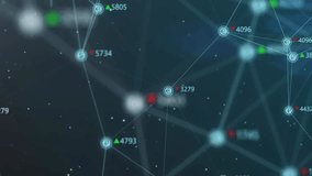 Motion graphics showing blue world currency symbols connected by lines flying through virtual space, with animated exchange rates and financial data. - Powered by Shutterstock - Get 15% off with code: PIKWIZARD15