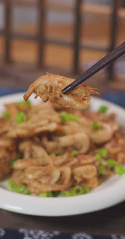 Chinese home-style dish: fried river shrimp