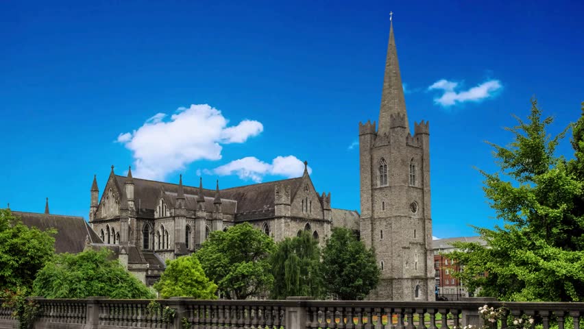 Dublin, Ireland - March 6th 2025 - Saint Patricks Cathedral and St Patricks cathedral at Dublin, Irelandhall, catholicism, inside, interior, indoors, sacred, swift, sightseeing, holy, cross, chapel, saint  cathedral, patricks, capital, god, arch, temple, vintage, traditional, ancient, ireland, religion, gothic, architecture, cathedral, christian, tourism, church, city, tower, park, fountain, travel, catholic, outdoor, history, medieval, old, saint, historic, christ, st, landmark, , building, monument, historical, irish, sights, dublin