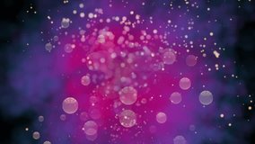 3D 4K vibrant abstract scene with glowing pink and purple nebula. Translucent bubbles and golden sparkles float in deep space, creating a magical bokeh effect and cosmic atmosphere. - Powered by Shutterstock - Get 15% off with code: PIKWIZARD15