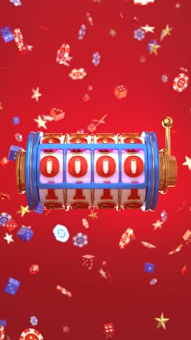 Slot machine spinning to 2026 New Year celebration, Vertical video