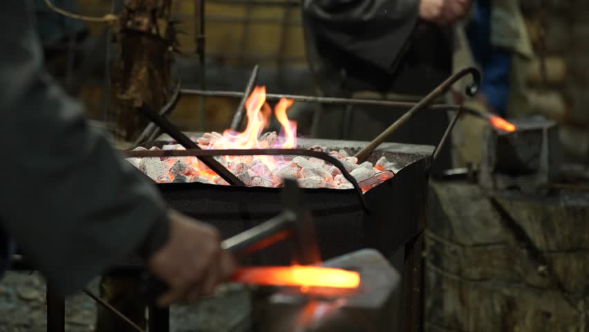 Production of Traditional Metal Tools and Weapons in an Ancient Blacksmith Forge