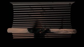 Digital glitch animation of a woman behind pixelated rolling blinds on black background. - Powered by Shutterstock - Get 15% off with code: PIKWIZARD15
