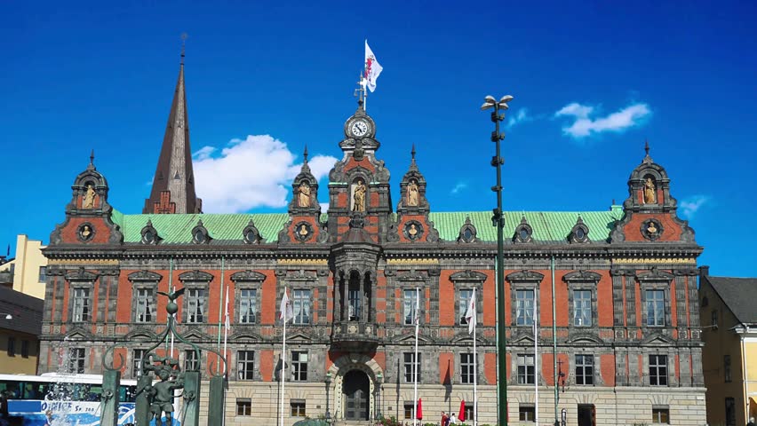 Historic town hall in Malmö, Sweden, Historic city in Malmö, Scania, Sweden, sculpture, attraction, classic, outdoors, architectural, wall, skane, facade, hall, nordic, cityscape, sky, swedish, sightseeing, statue, scandinavian, exterior, house, tourist, central, travel, urban, historic, architecture, malmo, town , tourism, city, square, history, old, town, tower, landmark, sweden, building, street, stortorget, culture, blue, outdoor, people, center, famous, cathedral, europe, city , brick, scandinavia, government