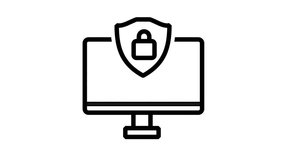 Digital security animation showing a computer monitor protected by a shield and padlock icon, representing cybersecurity, data privacy, and online protection. - Powered by Shutterstock - Get 15% off with code: PIKWIZARD15