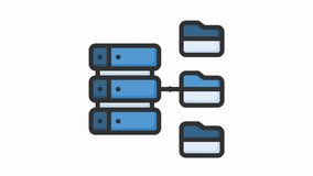This video content displays a graphic representation of servers and folders connected in a network, illustrating a modern approach to data storage and management in a digital computing environment. - Powered by Shutterstock - Get 15% off with code: PIKWIZARD15