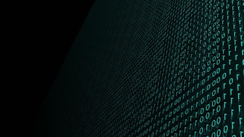 Blue Cyan Binary Numbers Wall Perspective Technology Data Animation

