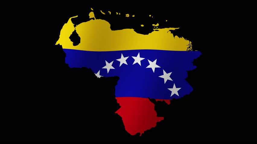 Looping animation of the Venezuelan flag as a map with a transparent background in 4K format