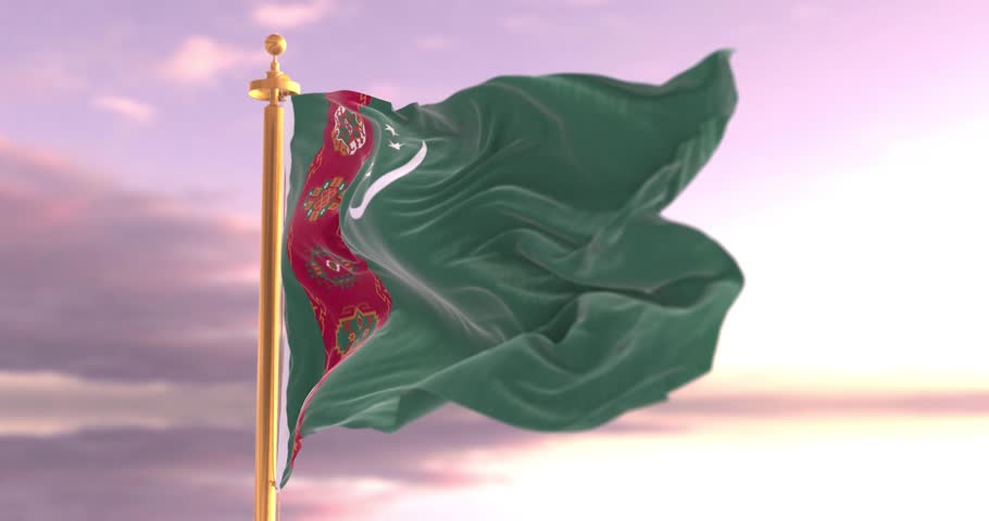 Turkmenistan Flag Waving in the Wind – 4K Cinematic Animation