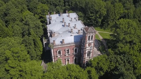 High Aerial Orbit above Historic Manor