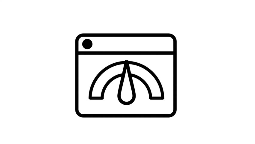 Web browser window with a speedometer gauge, indicating website speed optimization, fast internet performance, and technical SEO monitoring.