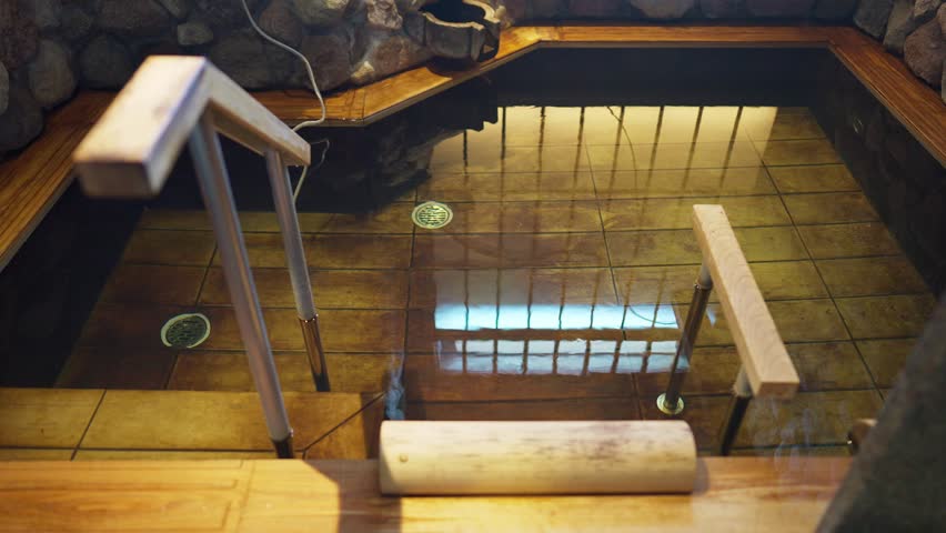 Hot Spring Baths at a Beppu Onsen Hotel in Kyushu, Japan