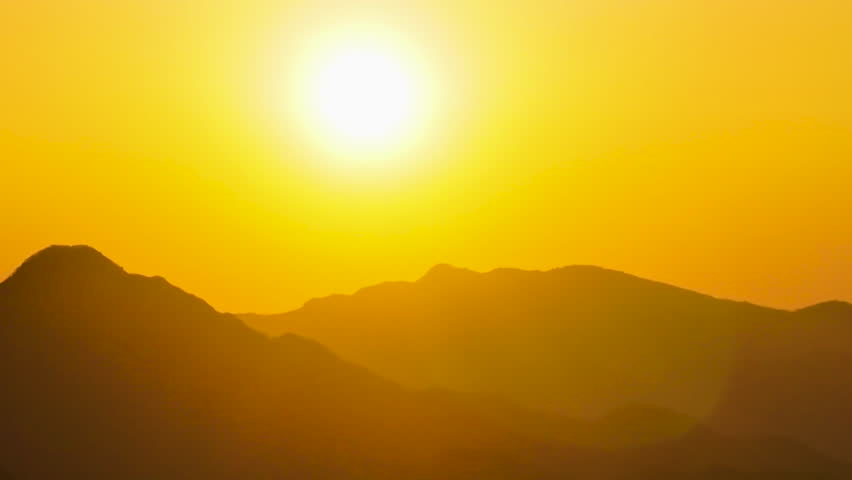Mountain Sunset With Fiery Afterglow Over Peaks Timelapse Views 4k