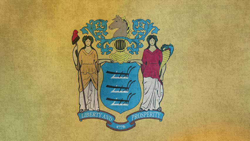 Vintage New Jersey State Flag Emblem Textured Grunge Background