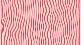 An abstract background featuring a pattern of wavy vertical stripes in alternating shades of red and off-white. Two glossy red heart shapes are prominently displayed, adding a romantic touch to the dynamic striped backdrop, suitable for Valentine's Day themes. This seamless loop animation is perfect for romantic videos, Valentine’s Day projects, and love-themed motion graphics. - Powered by Shutterstock - Get 15% off with code: PIKWIZARD15