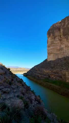 Steep Cliffs on the US-Mexico Border Over the Rio Grande (Big Bend National Park, Texas, USA)