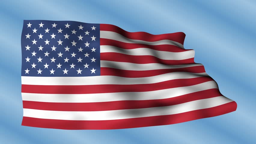 the national flag of America flutter in the Wind in the sky