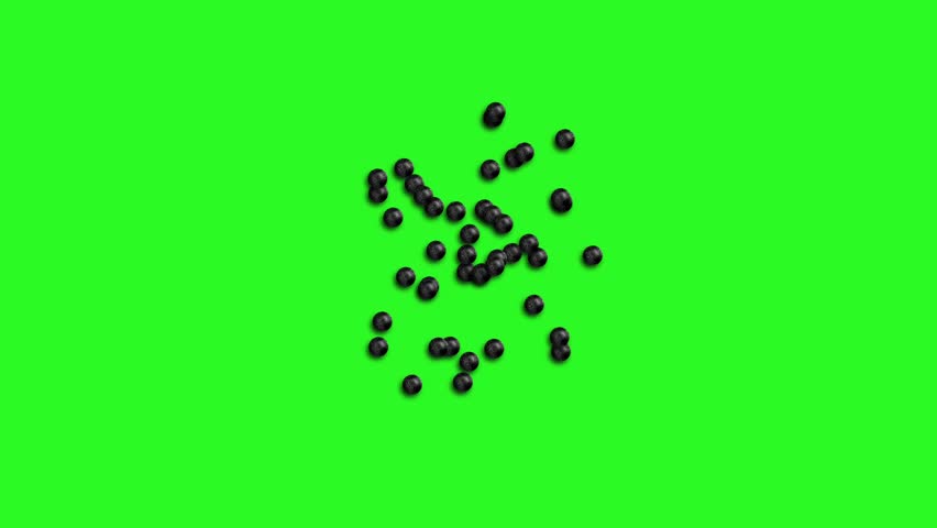 Abstract black particles floating and colliding on chroma key green