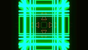 A vibrant neon triangle pattern on a black background, creating a striking contrast between the bright colors of the triangle and the dark background. The triangles are arranged in a symmetrical pattern, giving the image a unique and eye-catching look. - Powered by Shutterstock - Get 15% off with code: PIKWIZARD15