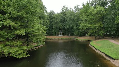Low Altitude Drone Flight over Park Water
