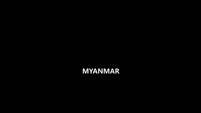 Myanmar map label with location pin symbol.Canada name with location icon animation .
