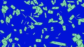 Random Flying US Dollar Banknotes Animation Blue Background, Messy Money Overlay Floating Downward, Financial Success Concept And Abundant Wealth Symbol - Powered by Shutterstock - Get 15% off with code: PIKWIZARD15